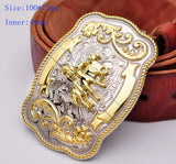 Texas Bull Ride Rodeo Cowboy Western Silver Belt Buckle for 40mm Strap