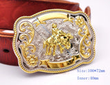 Texas Bull Ride Rodeo Cowboy Western Silver Belt Buckle for 40mm Strap