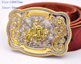 Texas Bull Ride Rodeo Cowboy Western Silver Belt Buckle for 40mm Strap