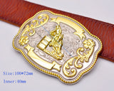 Men's Texas Rodeo Cowboy Leather Belt Buckle