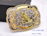 Men's Texas Rodeo Cowboy Leather Belt Buckle