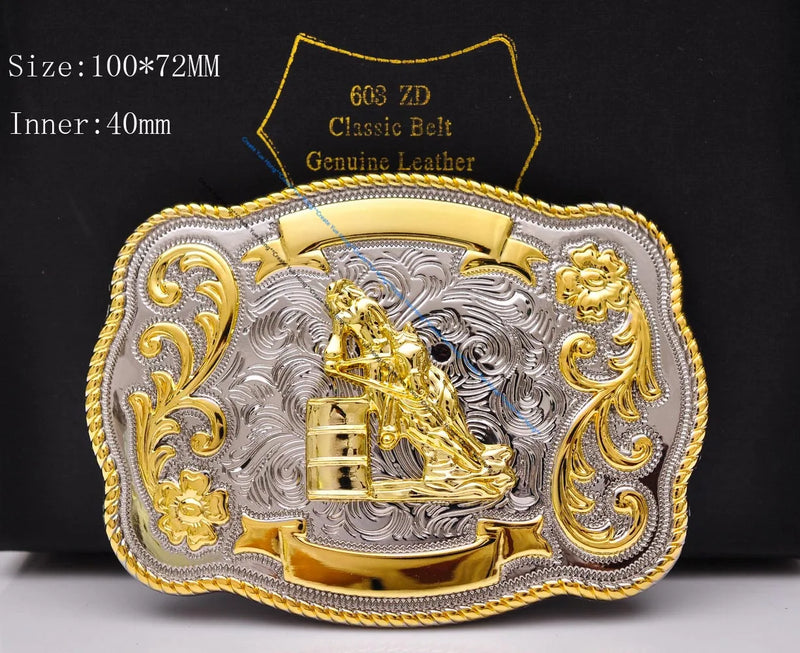 Men's Texas Rodeo Cowboy Leather Belt Buckle