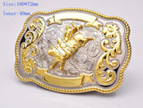 Men's Texas Bull Ride Rodeo Animal Leather Belt Buckle