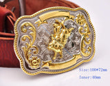 Men's Texas Bull Ride Rodeo Animal Leather Belt Buckle