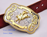 Men's Texas Bull Ride Rodeo Animal Leather Belt Buckle