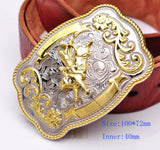Men's Texas Bull Ride Rodeo Animal Leather Belt Buckle