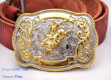 Men's Texas Bull Ride Rodeo Animal Leather Belt Buckle