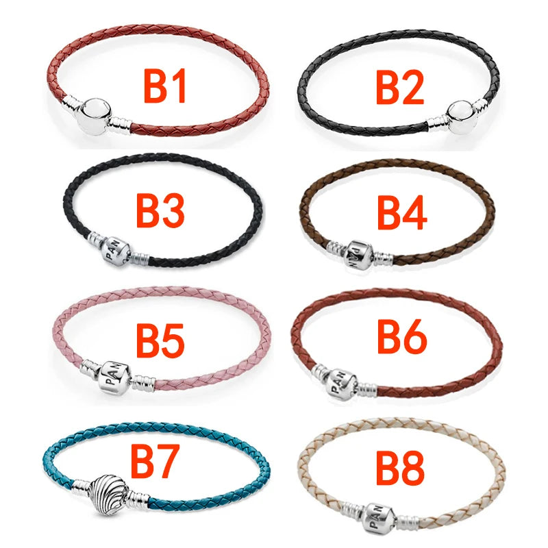 925 High Logo Red Braided Leather Bracelet Men Women Jewelry Gift