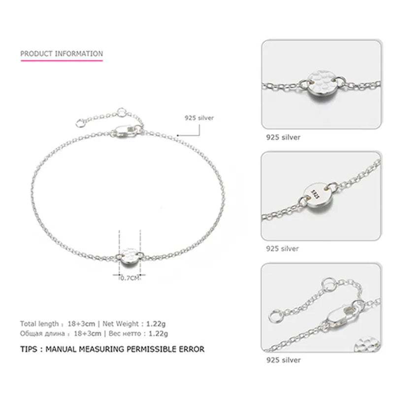 925 Pure Bracelets Women Office Bracelet Adjustable Bangles
