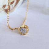 925 Pure Round Cubic Zirconia Pendant Necklace for Women