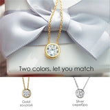 925 Pure Round Cubic Zirconia Pendant Necklace for Women
