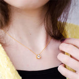 925 Pure Round Cubic Zirconia Pendant Necklace for Women