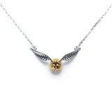 925 Silver Golden Snitch Pendant Necklace Deathly Hallows Wing Charm Quidditch