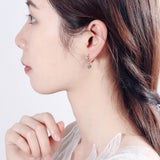 925 Silver CZ Butterfly Rose Hoop Earring Women Piercing Jewelry