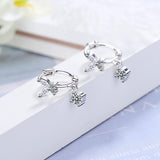 925 Silver CZ Butterfly Rose Hoop Earring Women Piercing Jewelry