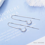 925 Sterling Silver Long Tassel Drop Earrings Ear Clip for Women