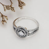925 Silver Golden Love Earrings Necklace Rose Petal Ring Set