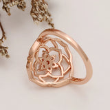 925 Silver Golden Love Earrings Necklace Rose Petal Ring Set