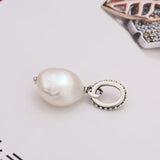 925 Silver Freshwater Pearl Hoop Earrings DIY Necklace Pendant