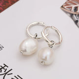 925 Silver Freshwater Pearl Hoop Earrings DIY Necklace Pendant