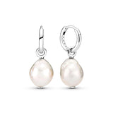 925 Silver Freshwater Pearl Hoop Earrings DIY Necklace Pendant