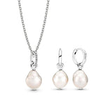 925 Silver Freshwater Pearl Hoop Earrings DIY Necklace Pendant