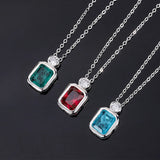 925 Silver Ruby Paraiba Tourmaline Emerald Pendant Necklace