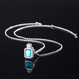 925 Silver Ruby Paraiba Tourmaline Emerald Pendant Necklace