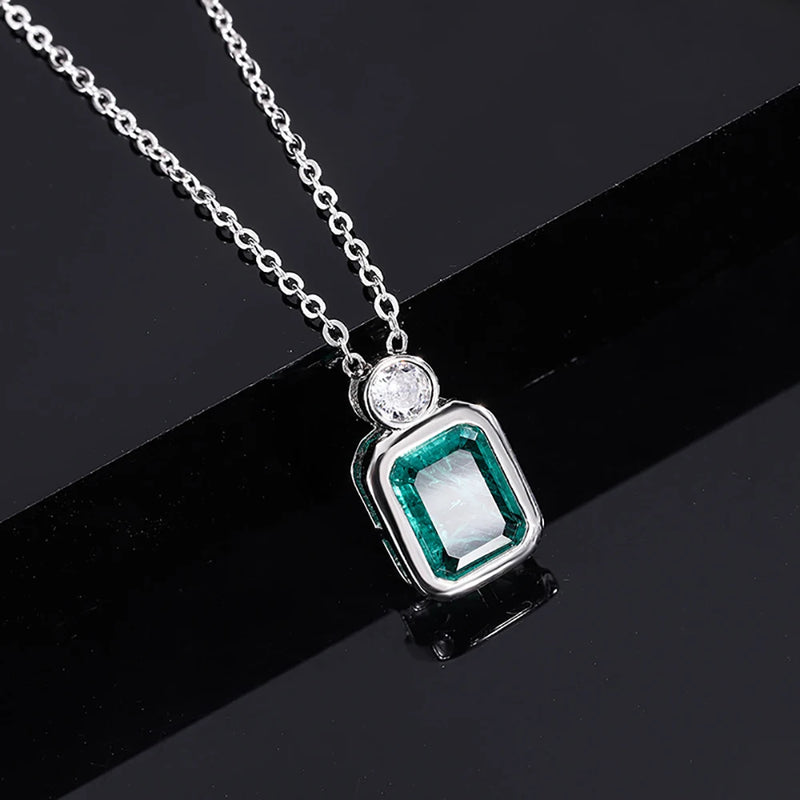 925 Silver Ruby Paraiba Tourmaline Emerald Pendant Necklace