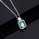 925 Silver Ruby Paraiba Tourmaline Emerald Pendant Necklace