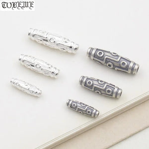 925 Silver 9 Eyes DZI Beads Thai Silver Tibetan Nine Eyes DZI Beads
