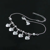 925 Silver Heart Anklet Women's Summer Jewelry