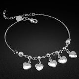 925 Silver Heart Anklet Women's Summer Jewelry