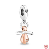 925 Silver Baby Pacifier Charms Pendant for Bracelets Heart Dangle