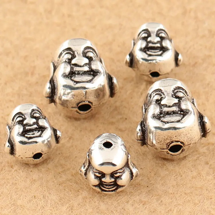 925 Silver Buddha Statue Beads Tibetan Buddha Beads DIY Bracelet Beads