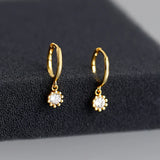 925 Silver Flower Zircon Stone Hoop Earrings for Women