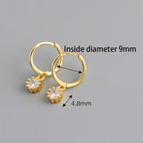 925 Silver Flower Zircon Stone Hoop Earrings for Women