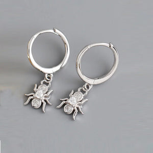 925 Silver Circle Rings Spider Pendant Hoop Earring