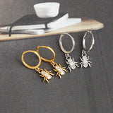 925 Silver Circle Rings Spider Pendant Hoop Earring
