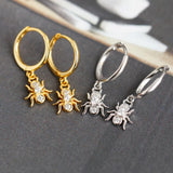 925 Silver Circle Rings Spider Pendant Hoop Earring