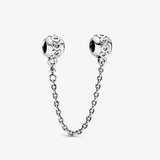 925 Silver Charm Bracelet with Safety Chain Beads