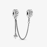 925 Silver Charm Bracelet with Safety Chain Beads