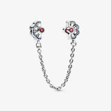 925 Silver Charm Bracelet with Safety Chain Beads