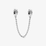 925 Silver Charm Bracelet with Safety Chain Beads