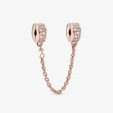 925 Silver Charm Bracelet with Safety Chain Beads