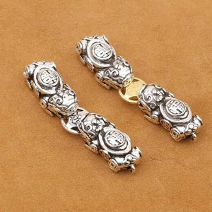 925 Silver Double Pixiu Beads Fengshui Piyao DIY Bracelet