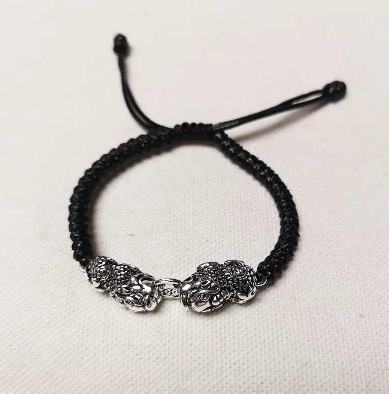 925 Silver Double Wealth Pixiu Bracelet Fengshui Lucky Pixiu Beads Bracelet