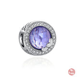 925 Silver Fantasy Purple Charms Future Crayon Dangle Pendant Zircon Clip Bead