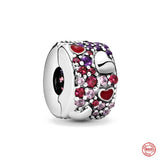 925 Silver Fantasy Purple Charms Future Crayon Dangle Pendant Zircon Clip Bead
