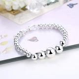 925 Silver Full Heart Bracelet Hand Chain Wristband